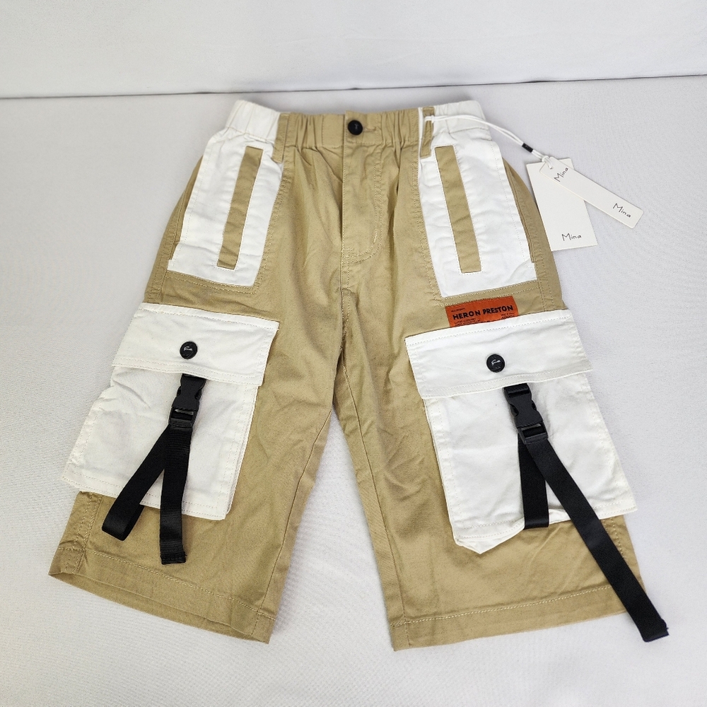 Mina Boys Cargo Tan and White Shorts Size 15 NWT